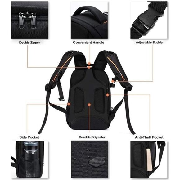 Camera Backpack, DSLR/SLR/Mirrorless Photography Camera Case Buffer Padded - Picture 5 of 7